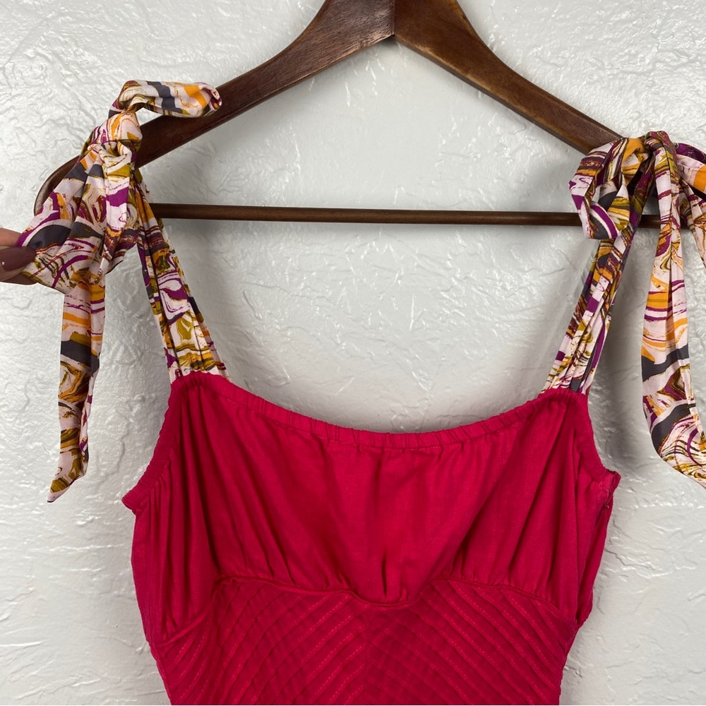 Free People romantic Santorini pink Linen blend Maxi Dress, fits like XS - Picture 5 of 12